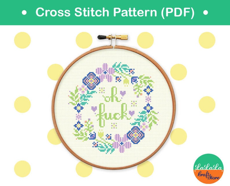 Oh Fuck Cross Stitch Pattern, Adult Cross stitch, Mature Cross stitch, swear cross stitch, Modern cross stitch PDF needlepoint Oh Fuck image 4