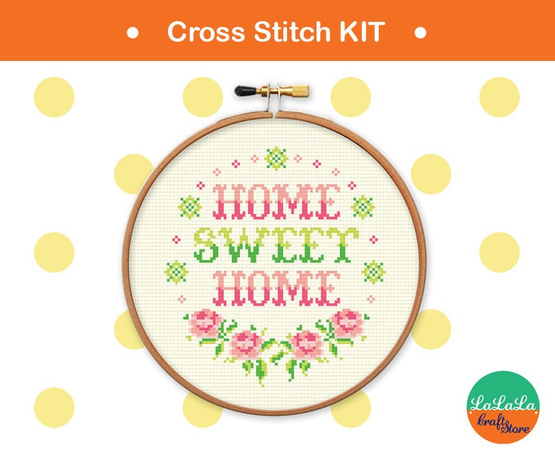 Home sweet home cross stitch kit , home decor idea , housewarming gift idea , home point de croix , sweet home needlepoint kit image 4