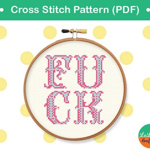 Cross Stitch Pattern FCK modern cross stitch , counter cross stitch sampler , swear cross stitch , mature cross stitch pattern image 2