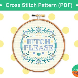 Bitch cross stitch, Mature cross stitch pattern, Adult cross stitch, Funny cross stitch sample, Point de croix image 3