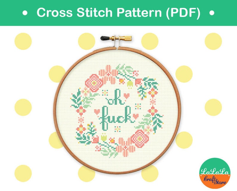 Oh Fuck Cross Stitch Pattern, Adult Cross stitch, Mature Cross stitch, swear cross stitch, Modern cross stitch PDF needlepoint Oh Fuck image 5