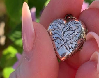 Antique Heart Locket - 9ct Rolled Gold Engraved Heart Locket - Victorian Locket - Vintage Locket - Recycled Gold