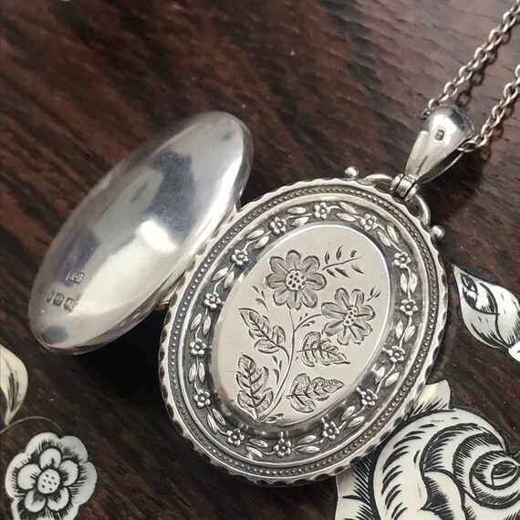 Victorian Silver Flower Locket / Antique Locket /