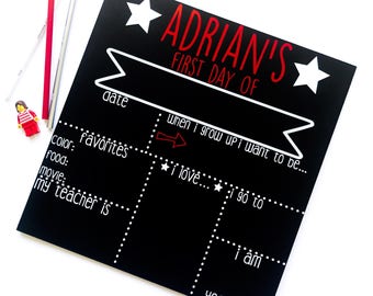 Boy Chalkboard - First Day of School - Back to School Chalkboard - Reusable Chalkboard - Customized Chalkboard - Photo Prop