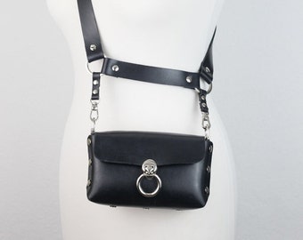 Leather handmade bag with option to wear like a BELT BAGE to wear at the waist