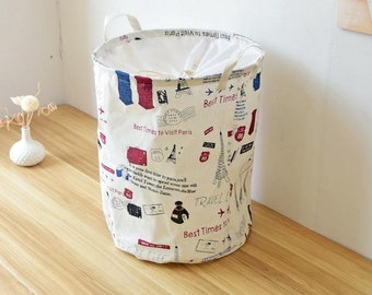 Fold-table Laundry Hamper, Laundry Basket, Toy Storage, Nursery Fabric Basket, Storage Bin, Toy Basket, Nursery Storage