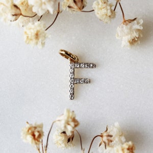 Beginketting Letter F Diamanten bedelhanger Gepersonaliseerde ketting Alfabet 14K gouden bedelketting Alfabet bedel diamanten letter goud