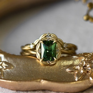 Tourmaline engagement ring nature inspired designed engagement ring anniversary ring wedding ring propose ring unique ring bridal jewelry