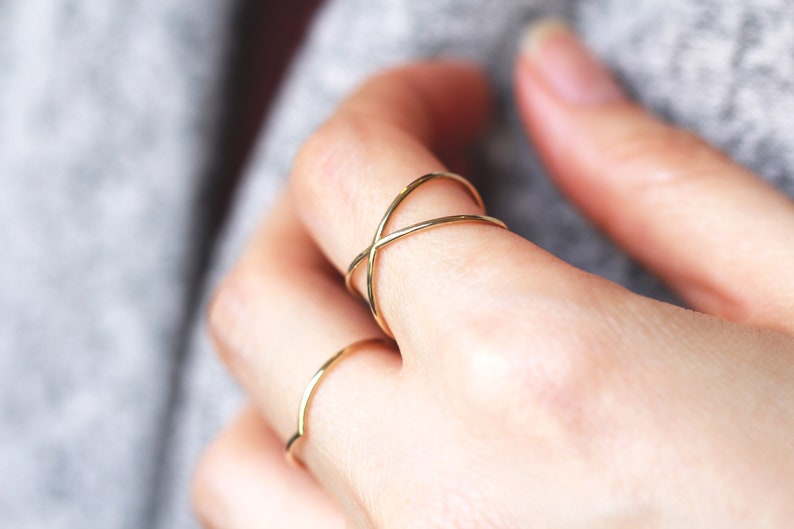 14K Cross Thin Ring Stacking Gold ring Stackable Gold Ring Dainty Gold ring Gold stacking ring Solid Gold stacking ring Minimalist ring