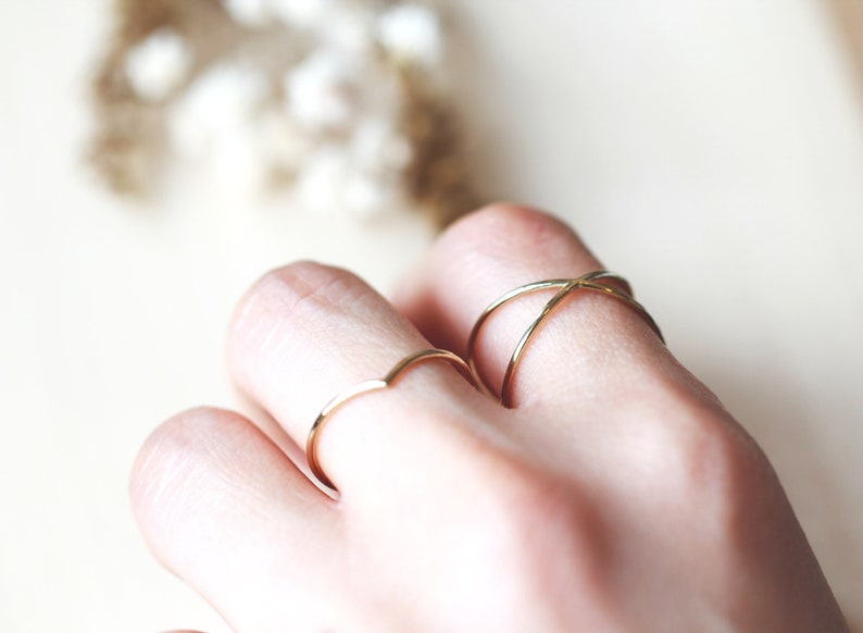 14K Cross Thin Ring Stacking Gold ring Stackable Gold Ring Dainty Gold ring Gold stacking ring Solid Gold stacking ring Minimalist ring
