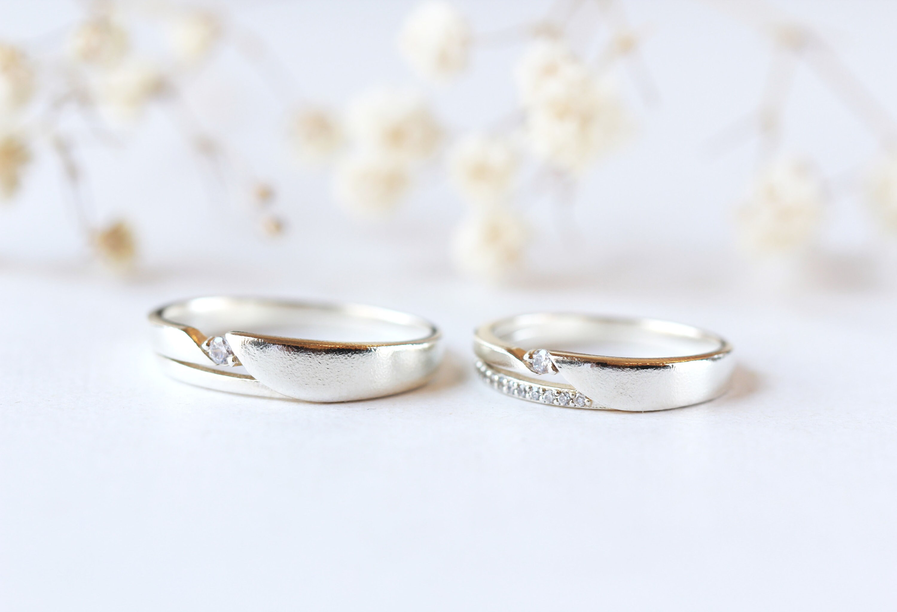 Diamond Wedding Band 14K Gold Couple Ring Anniversary Ring His Etsy