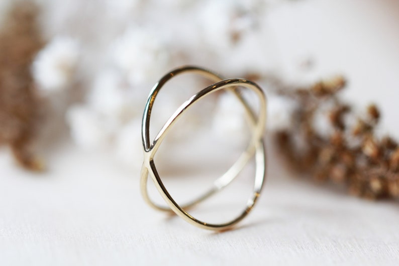 14K Cross Thin Ring Stacking Gold ring Stackable Gold Ring Dainty Gold ring Gold stacking ring Solid Gold stacking ring Minimalist ring