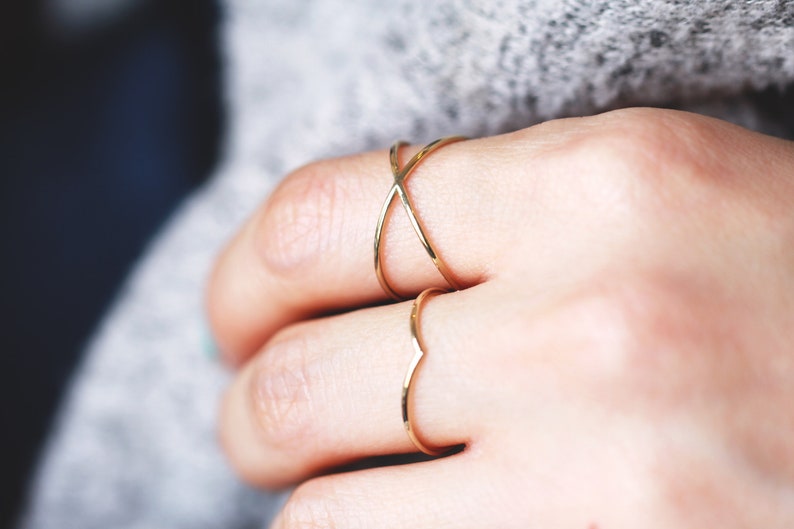 14K Cross Thin Ring Stacking Gold ring Stackable Gold Ring Dainty Gold ring Gold stacking ring Solid Gold stacking ring Minimalist ring