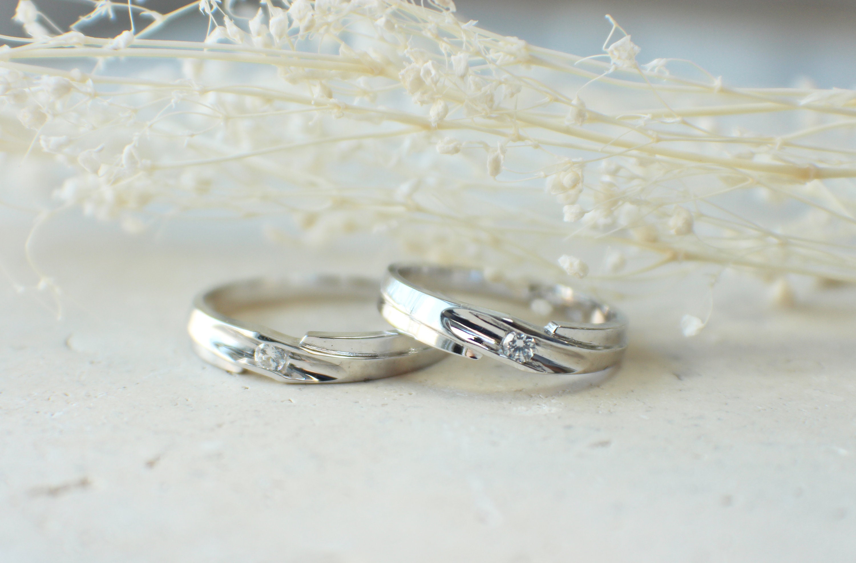 Modern Wedding Band Couple ring set Simple Wedding rings 14K Etsy