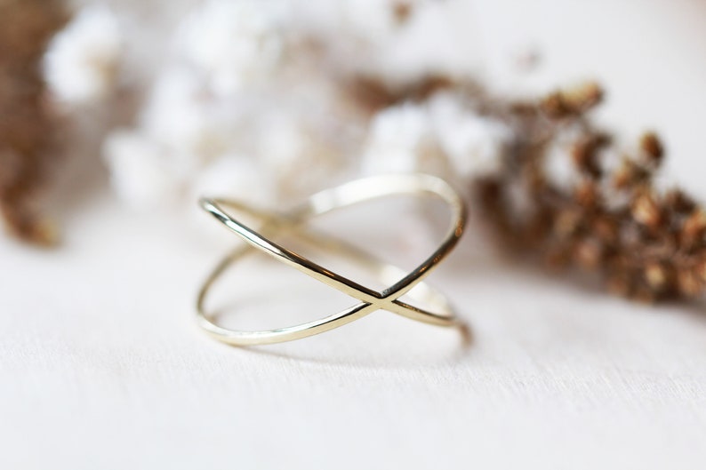14K Cross Thin Ring Stacking Gold ring Stackable Gold Ring Dainty Gold ring Gold stacking ring Solid Gold stacking ring Minimalist ring