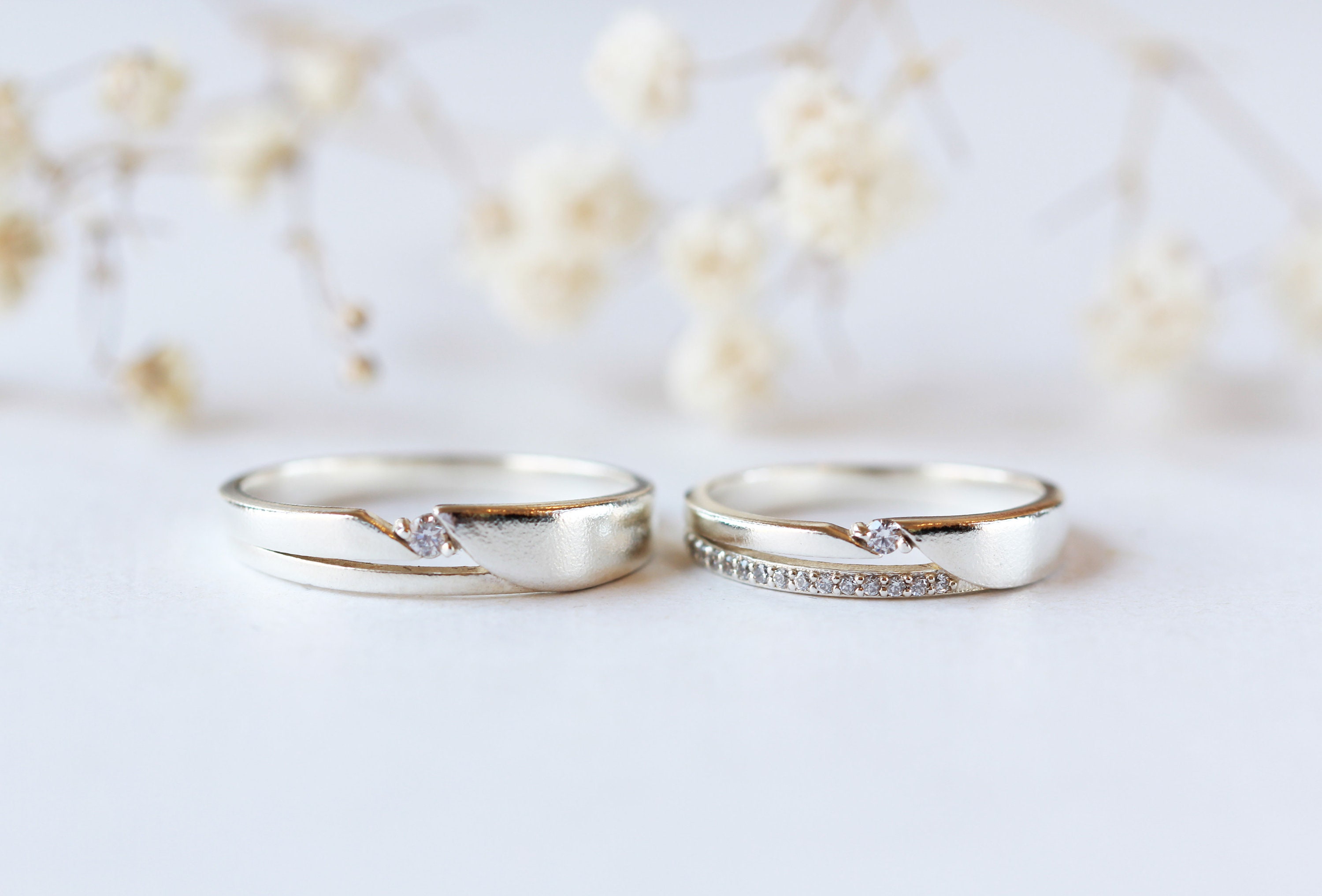 Diamond Wedding Band 14K Gold Couple Ring Anniversary Ring His Etsy