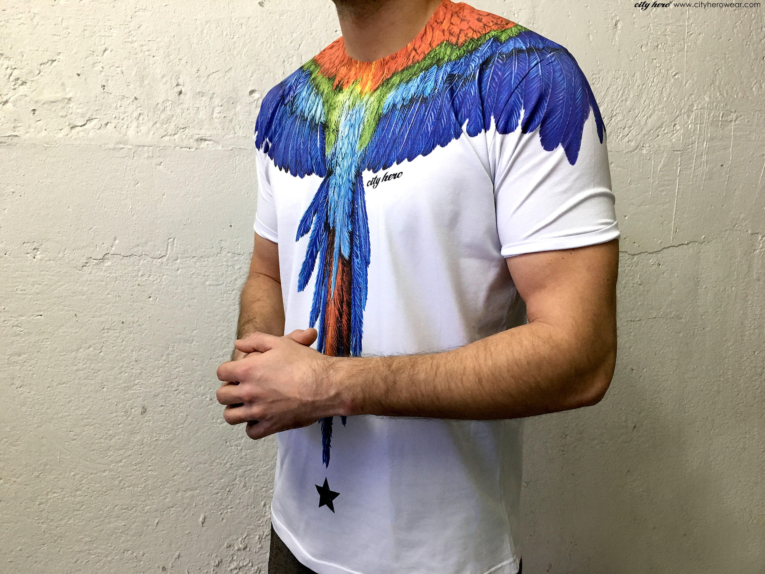 Blue Wings tshirt mens wings tshirt angel sleeve tshirt Etsy