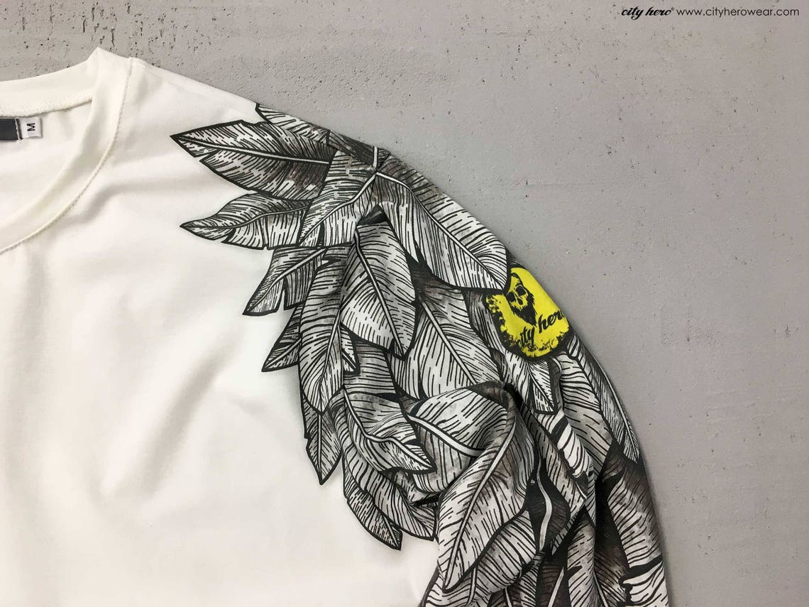 Wings shirt Angel sleeve t shirt with feathers print shirt Etsy