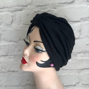 Black Turban, for Women, Chemo Headwear, Retro Turban, 1940s Hat, Vintage Fashion, Chemo Gifts, Vintage Gift Ideas, 1940s Gifts