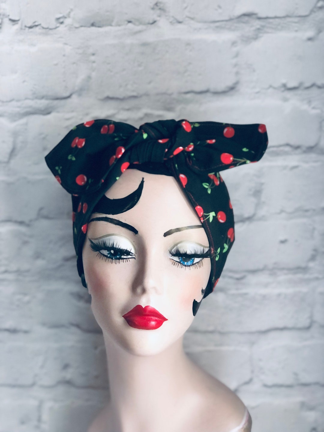 Rockabilly Head Scarf Cherry Hair Accessories Retro Head Etsy