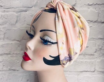 Turbante vintage para mujer, turbante floral, gorro para quimioterapia, moda retro, gorro de los años 40, regalos para quimioterapia, regalos retro, regalos vintage, regalo para el cuidado personal.