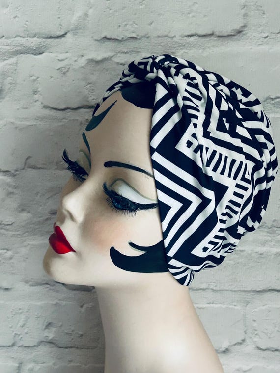 Vintage Turban, for Women, Chemo Headwear, Navy Turban 
