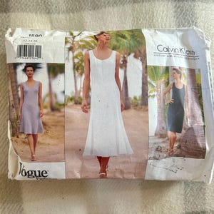 Calvin Klein, Vogue Sewing Pattern 1590, Vintage 1990s, Calvin Klein Dresses, Used Sewing Pattern, Sewing Gift, Vintage Gifts