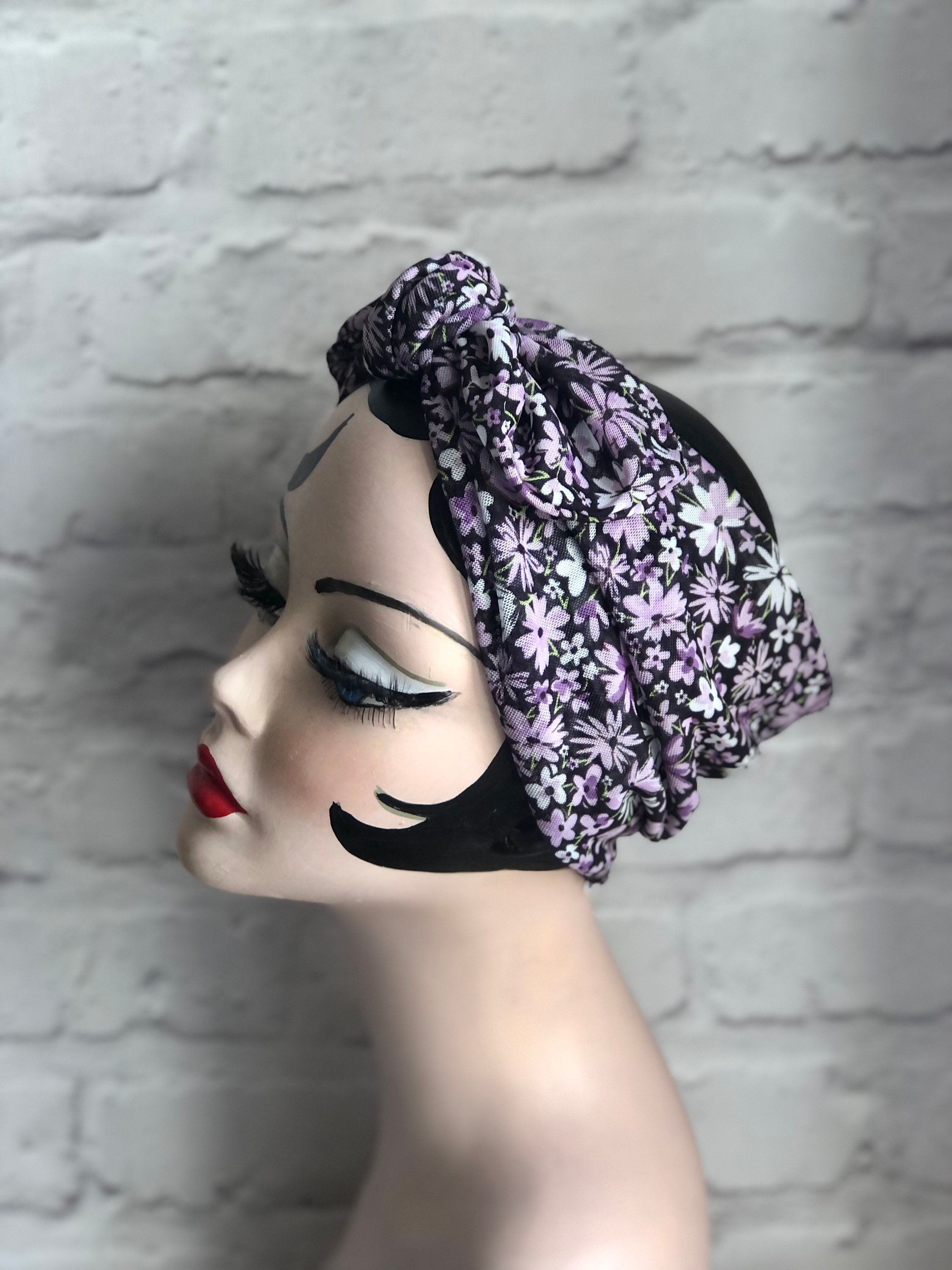 レビュー高評価商品 Floral Chemo Ties, up Pin Scarves, Head 1950s Headscarf, その他