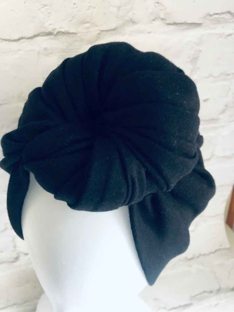 Full coverage chemo headwear or chemo turban suitable for alopecia hair loss.  Made from quality super soft cotton jersey.