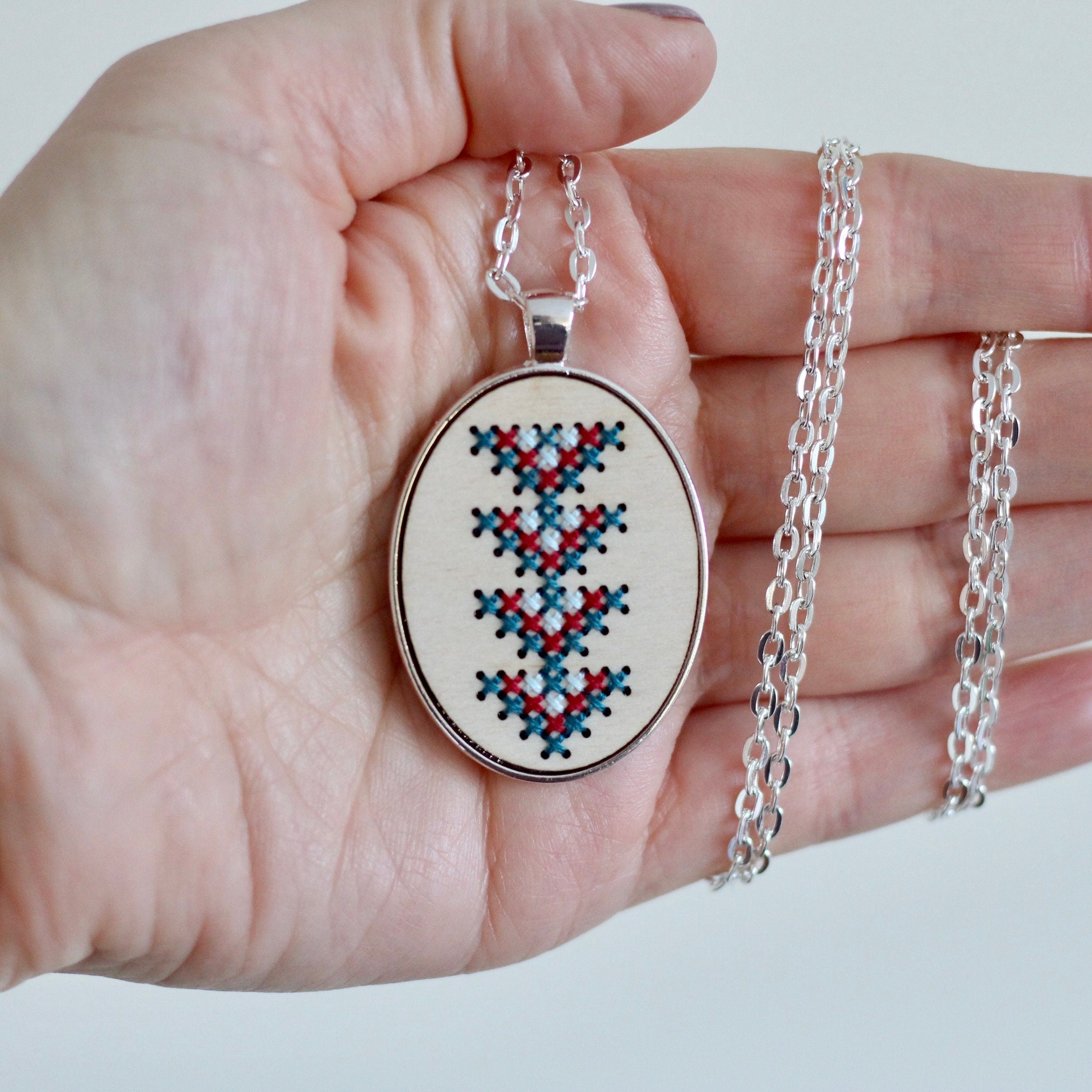 Cross Stitch Necklace Kit DIY Embroidery Kit Beginner Cross Etsy