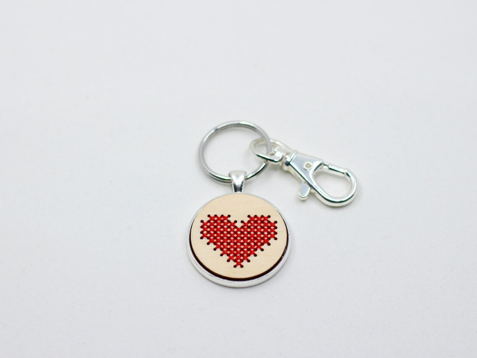 Heart Cross Stitch Keychain Kit DIY Kit with Wood Beginner Etsy