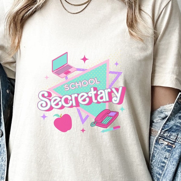 School Secretary shirt, secretary shirt, colorful school secretary shirt, 90s shirt, 90s teacher shirt, colorful school shirt