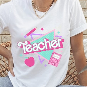 Teacher shirt, Pink Teacher Shirt, colorful teacher shirt, 90s shirt, 90s teacher shirt, colorful school shirt