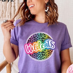 Wildcats shirt, colorful wildcat shirt, 90s shirt, 90s school shirt, wildcat spirit shirt