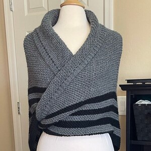 Hand Knitted Shawl, Outlander Shawl, Grey Knit Shawl, Knitted Outlander Inspired Shawl/Wrap, Sassenach Shawl, Sontag Shawl, Highlander Wrap