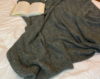 Hand Knitted Blanket, Wool Knit Throw, Wool Knit Blanket