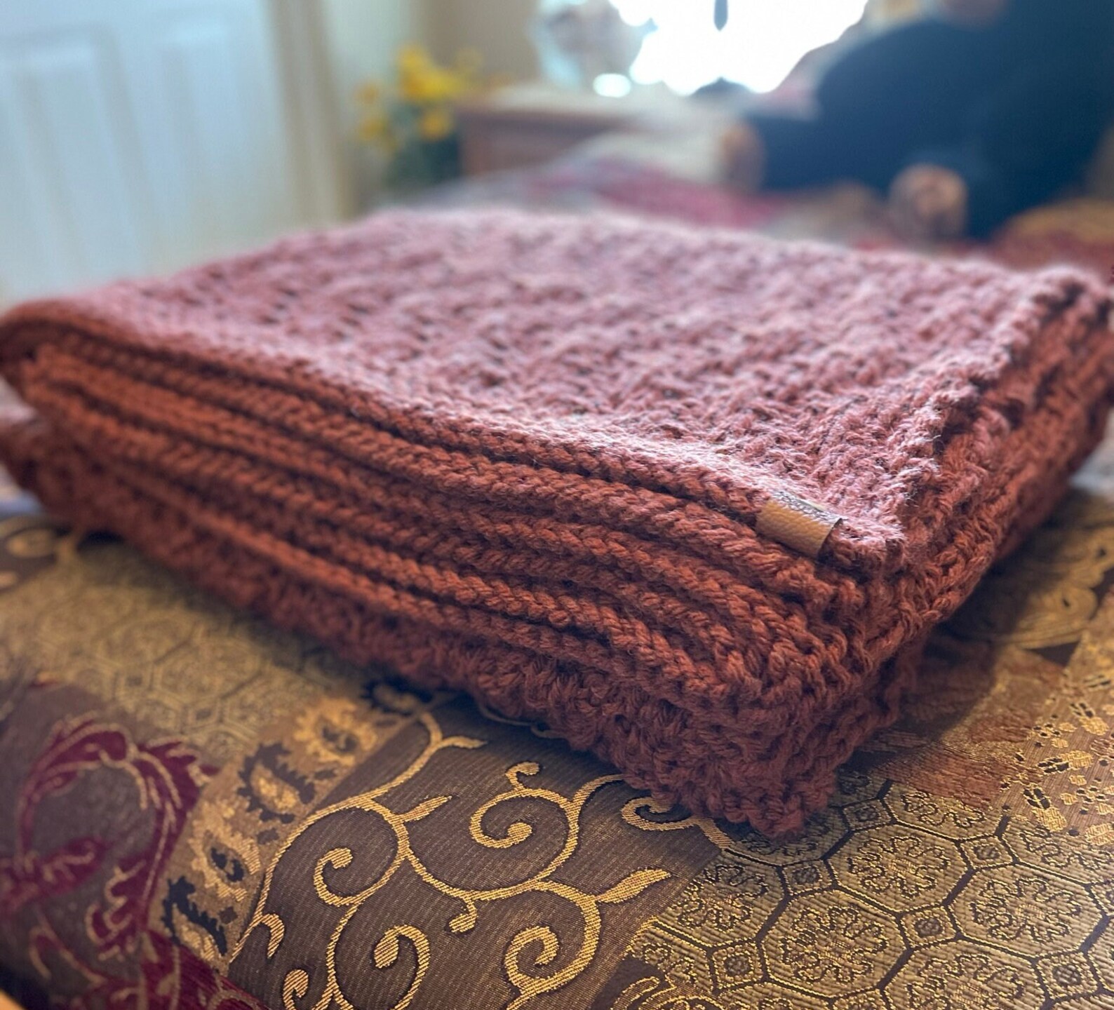 Hand Knitted Blanket Extra Large Hand Knitted Afghan Knitted Etsy