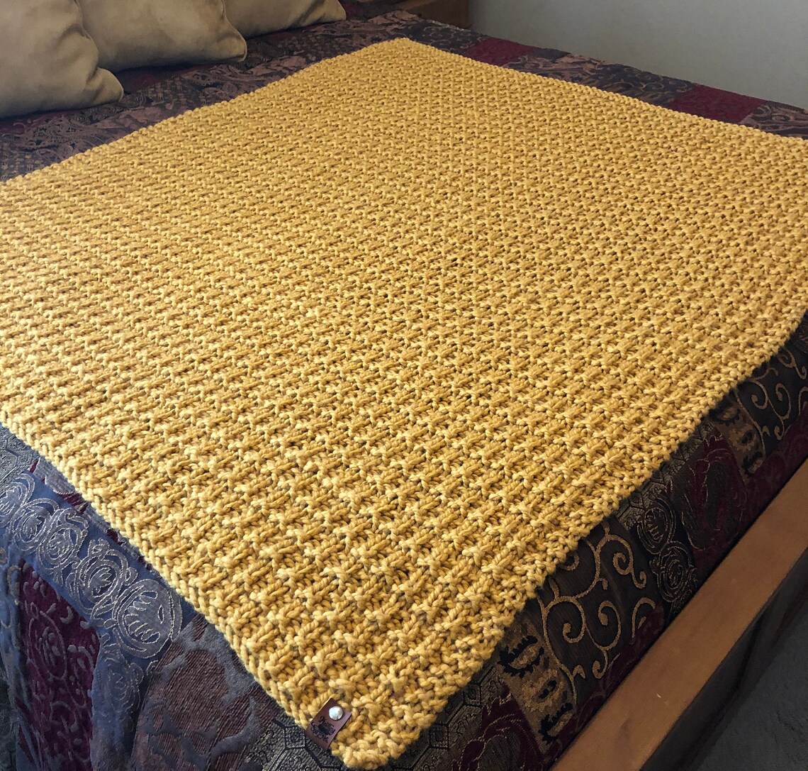 Hand Knitted Wool Blanket, Hand Knitted Throw, Hand Knitted Afghan