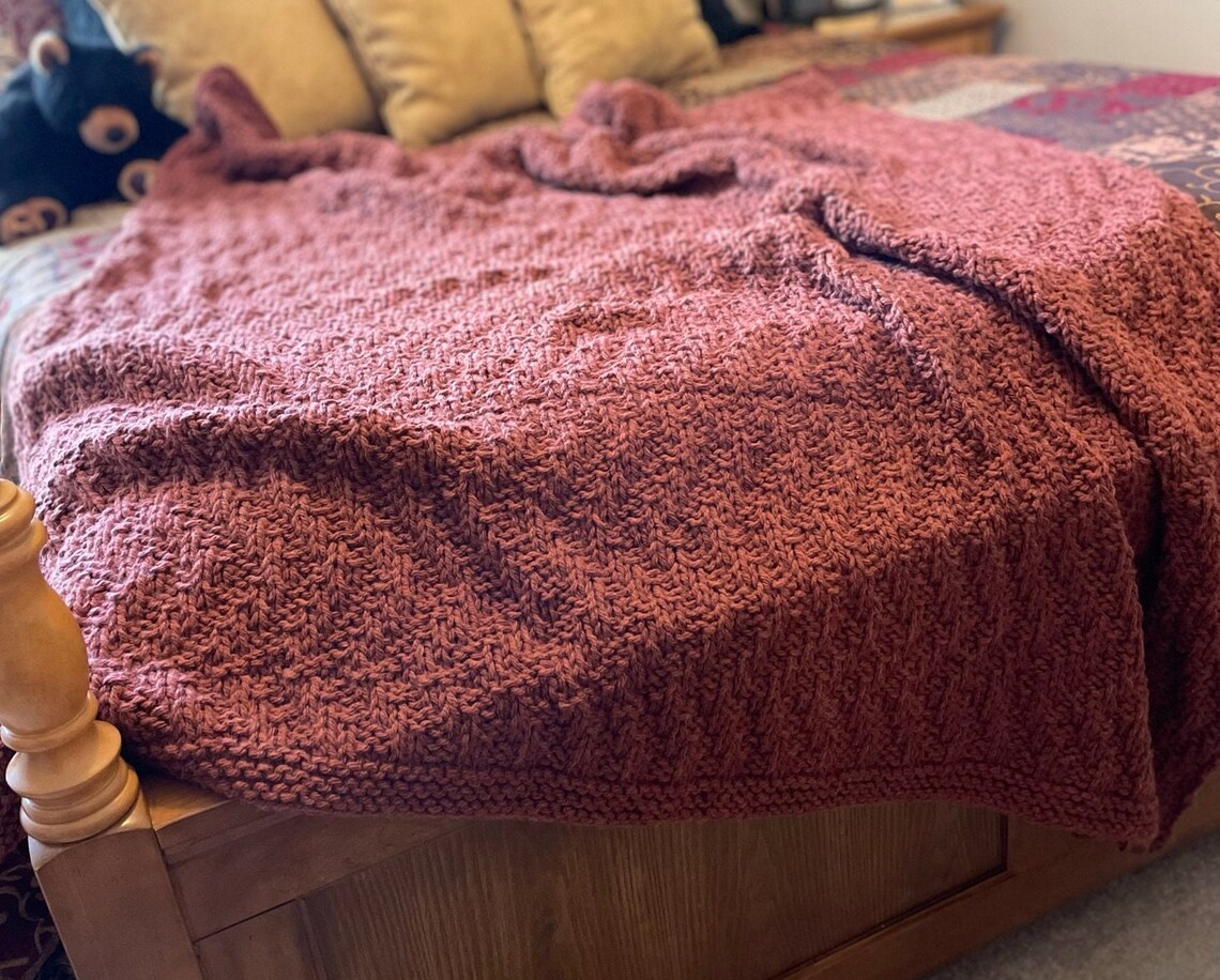 Hand Knitted Blanket Extra Large Hand Knitted Afghan Knitted Etsy