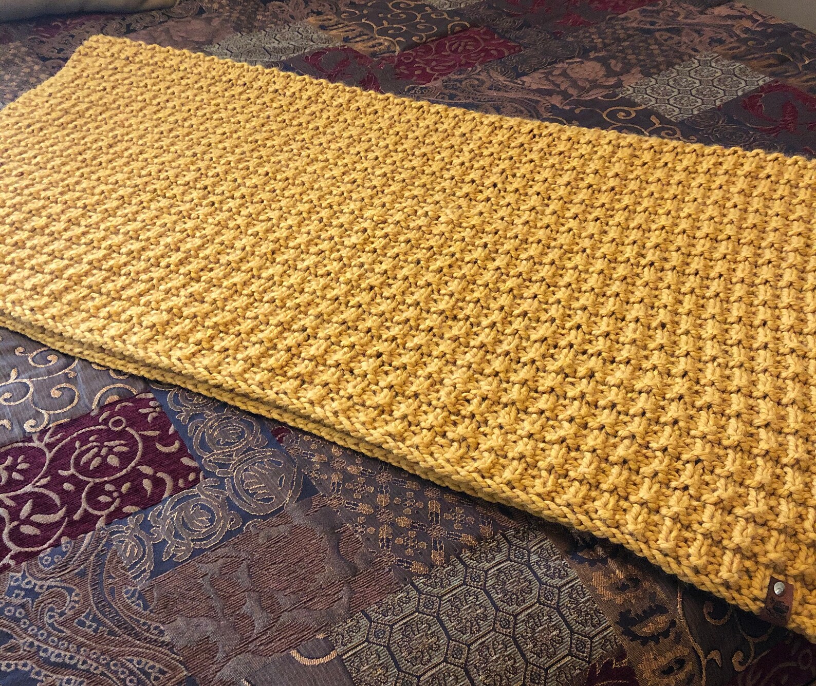 Hand Knitted Wool Blanket, Hand Knitted Throw, Hand Knitted Afghan