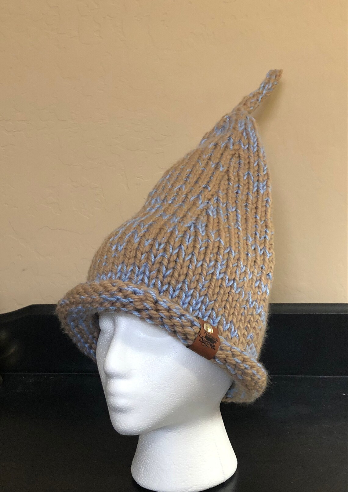 Whimsical Hand Knitted Gnome Hat, Knitted Elf Hat, Knitted Pixie Hat