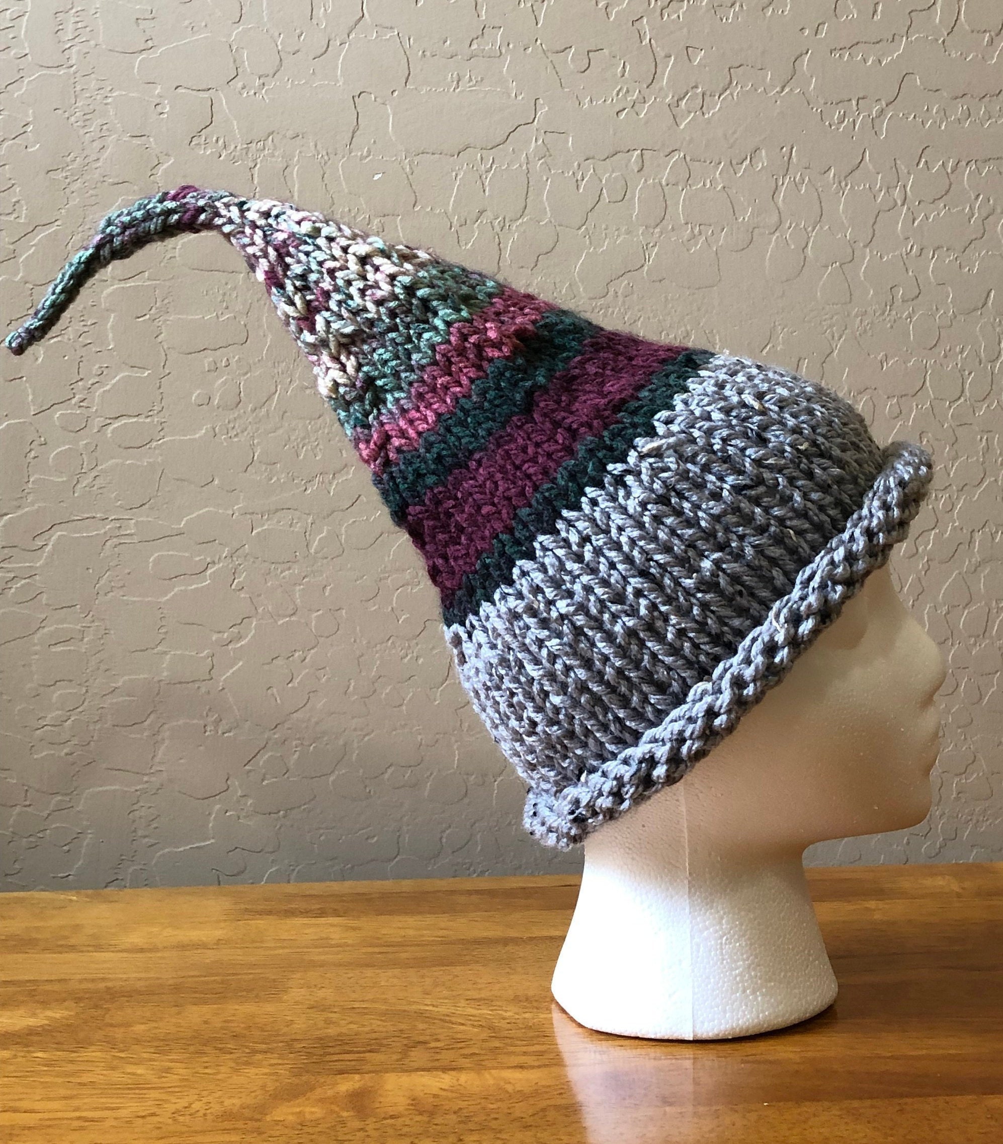 Hand Knitted Gnome Hat Knitted Elf Hat Knitted Pixie Hat Etsy