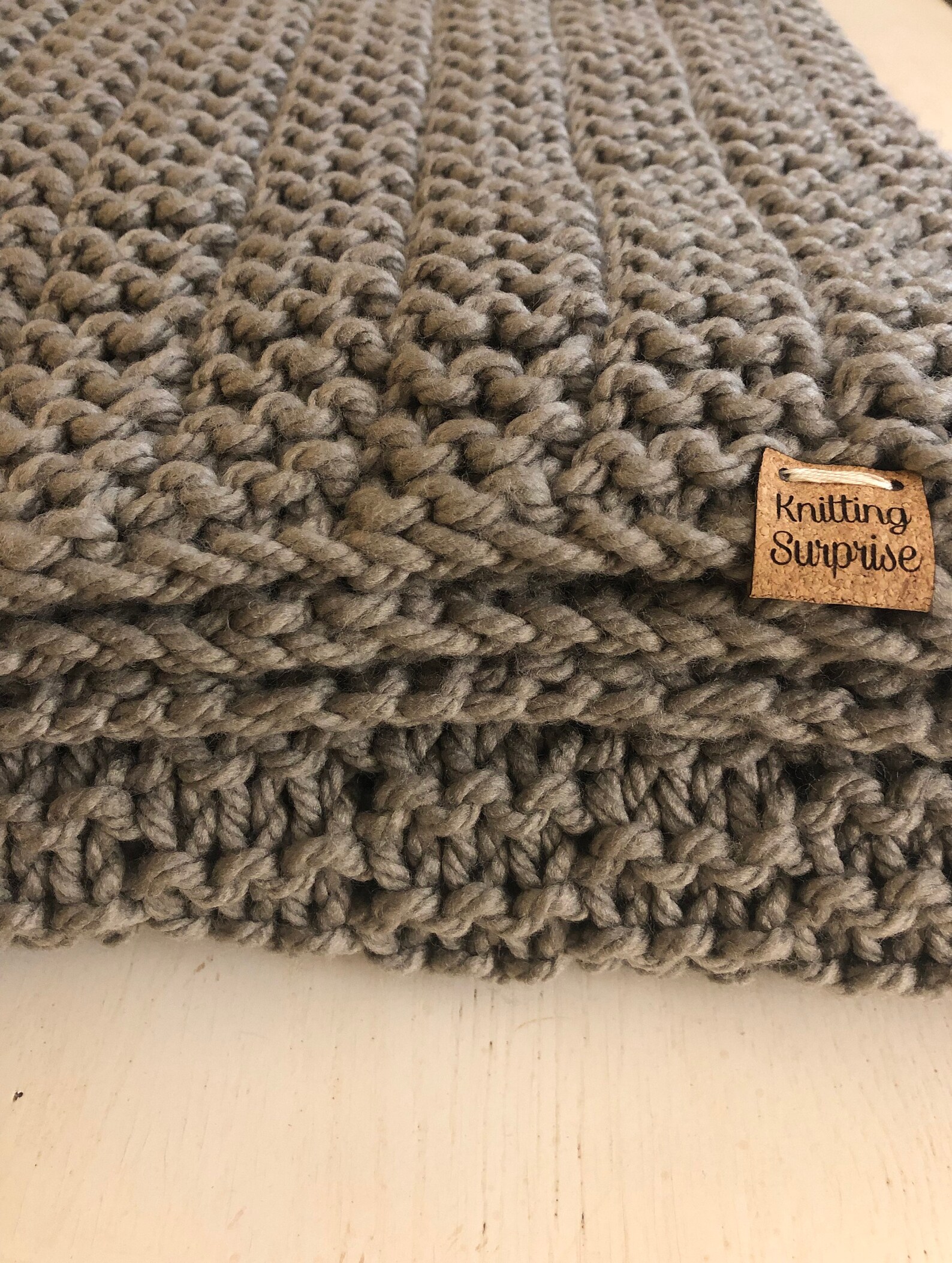 Chunky Knit Blanket Hand Knitted Throw Grey Knit Blanket Etsy