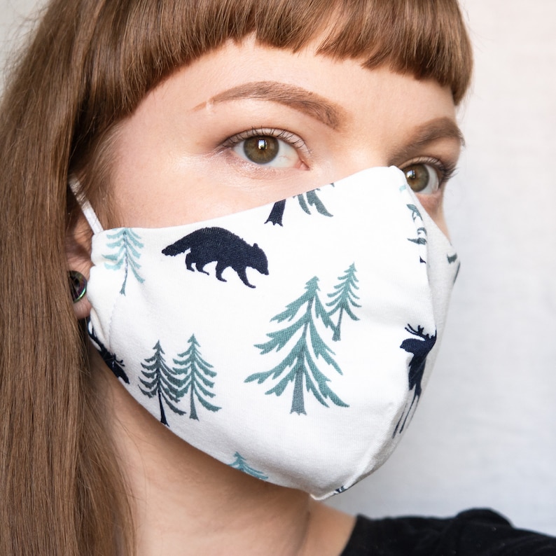 White Face Mask Wild Animals Print Facemask Reusable and Etsy