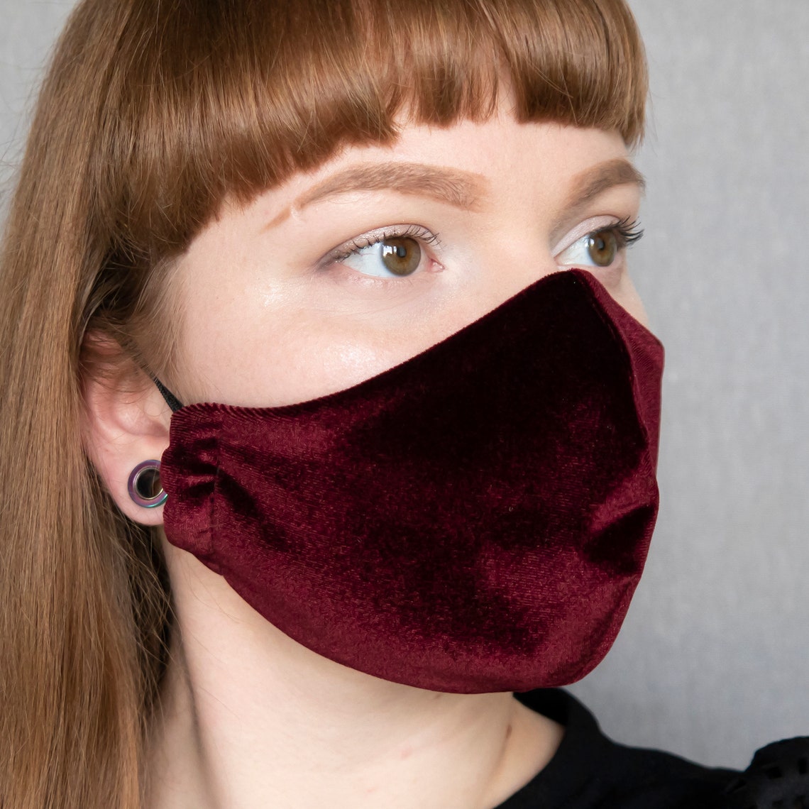 Burgundy Velvet Face Mask Handmade Fashion Face Mask Gothic Etsy
