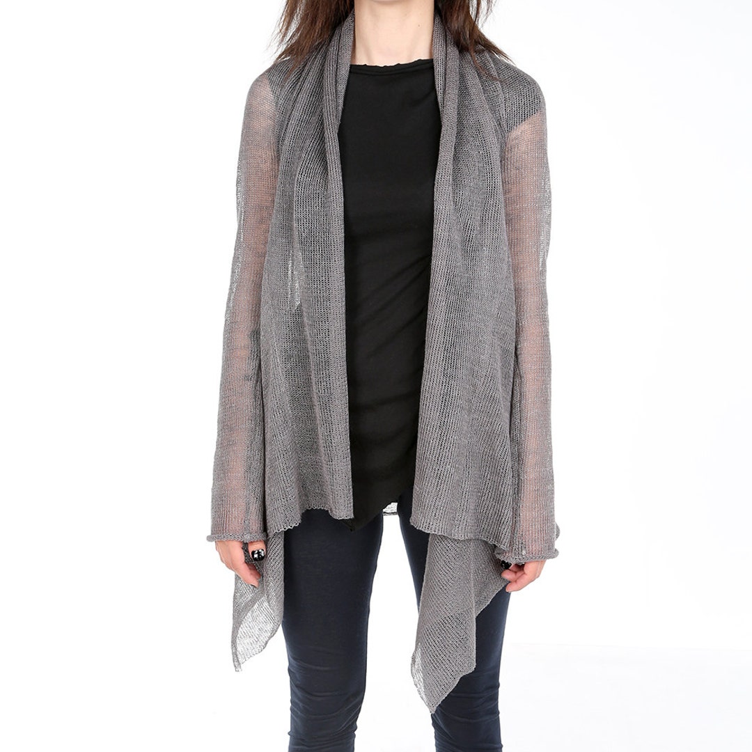 Poesie Zip Cardigan in Light Grey