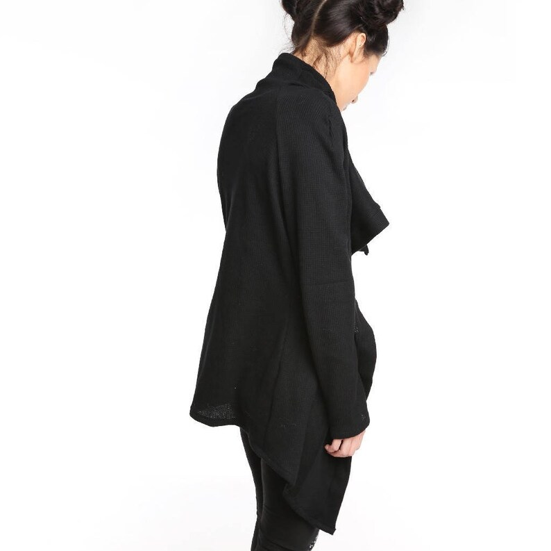 Black oversized textured jersey cardigan black cowl cardigan Black cardigan textured cardigan ANDADA 002 asymmetrical cardigan