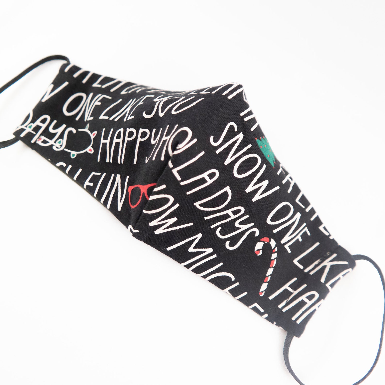 Festive Christmas Holiday Face Mask Reversible Festive Black Etsy