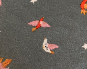 Birds Fabric. Birds Cotton Knit Fabric. Stretchy Cotton Knit Fabric. Children's Clothing Fabric. Pajama Fabric. Baby Clothing Fabric.