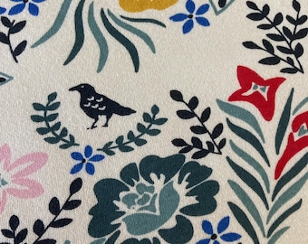 Organic Cotton Knit Fabric. Floral Organic Cotton/Spandex Knit. Stretchy Knit Fabric. Children's Clothing Fabric. Pajama Fabric. Baby Fabric
